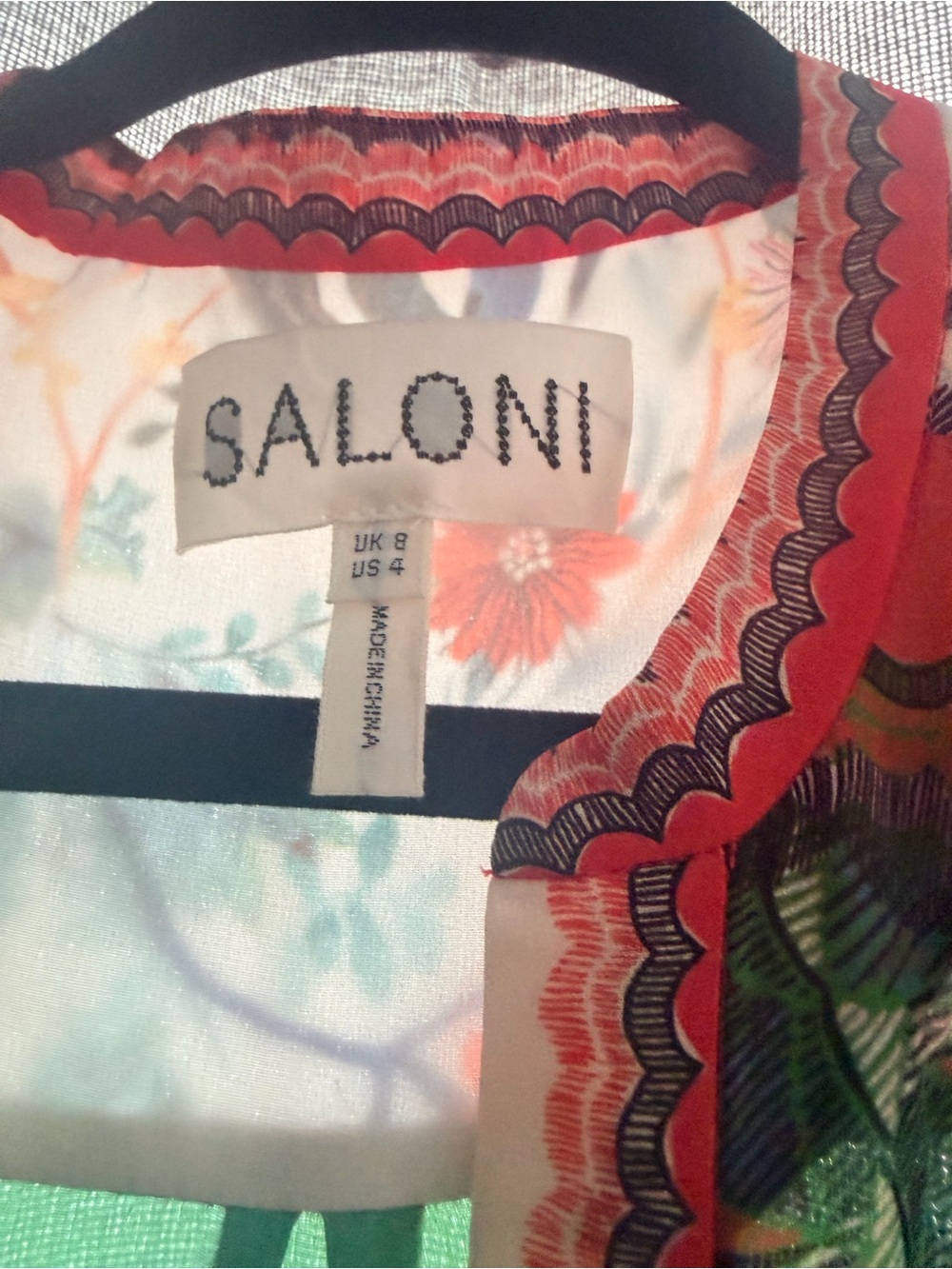 SALONI Coral-Trim Floral Print Dress - Picture 5 of 5
